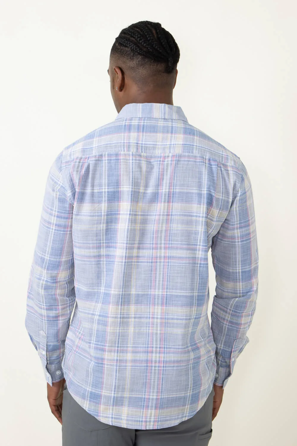 Weatherproof Vintage Woven Plaid Button Up Shirt for Men in Blue | S2385376GK-BLUEMIRAGE