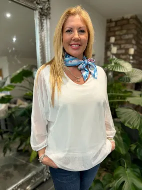 White Fine Mesh Layer Top Samantha