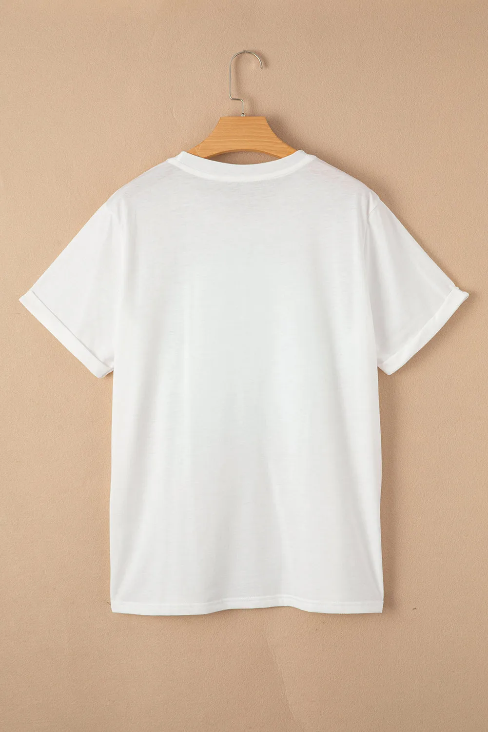 White Sequined Rugby Graphic T Shirt