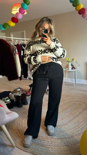 Wide Leg Joggers - Black