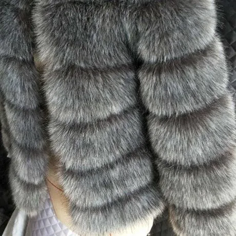 Women Faux Fox Fur Coat Plus Size Women Stand Collar Long Sleeve Faux Fur Jacket Fur gilet fourrure