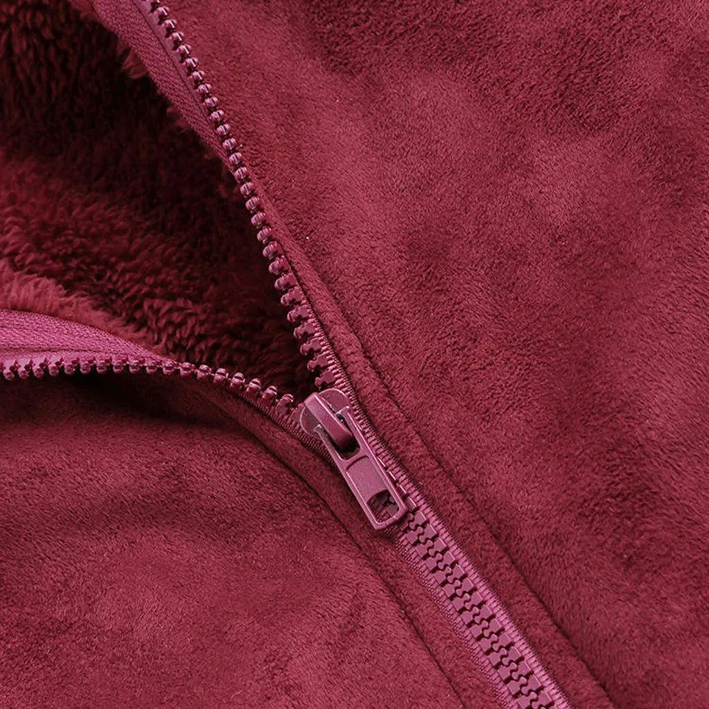 Women’s Plush Hooded Coat with Pockets in 2 Colors M-5XL