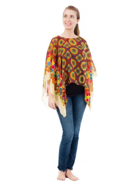 Women's Poncho, Rainbow Mix Print