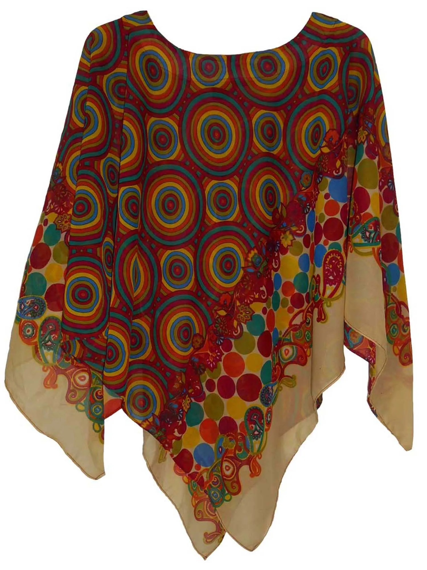 Women's Poncho, Rainbow Mix Print